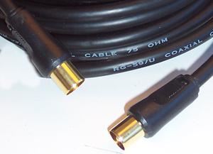 TV Aerial Coaxial Lead, Male to Male, Black