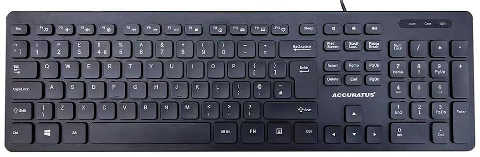 360 Wired Multimedia Keyboard with 2 Port USB Hub, Black