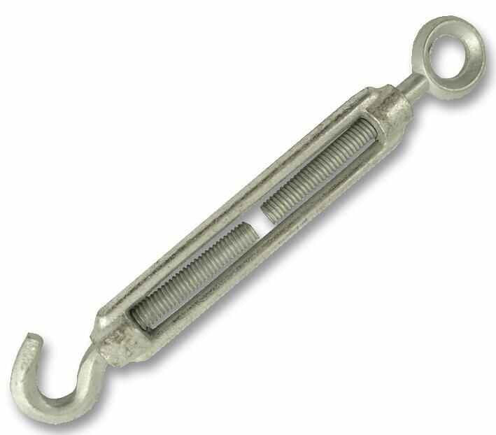 8mm Galvanised Hook & Eye Straining Screw/Turnbuckle - 2 Pack
