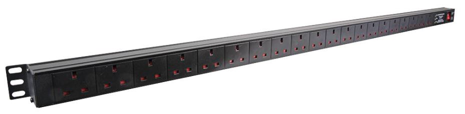 1U 20 Way 13A Mains Sockets to Plug Surge Protected Vertical PDU