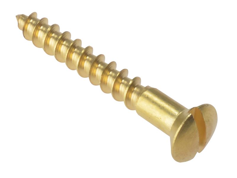 Wood Screws, Slotted, Raised Head, Brass