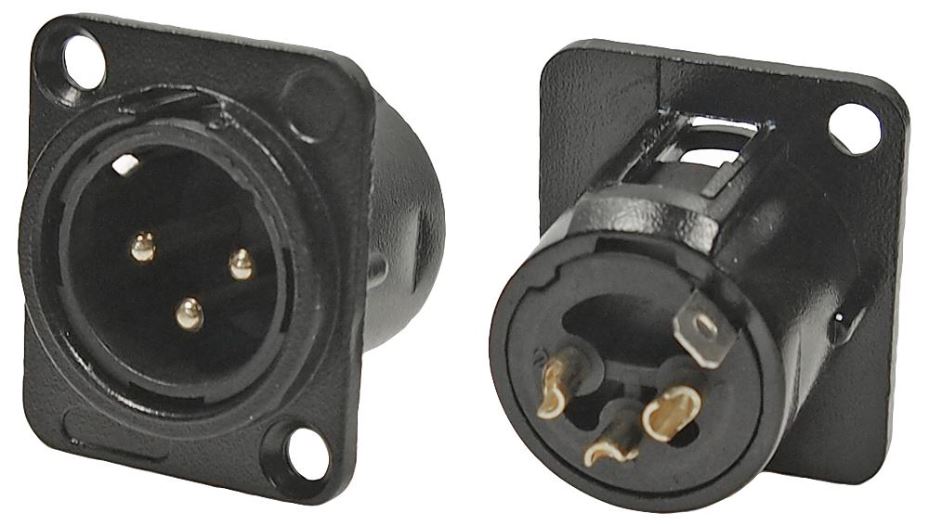 3-Pole XLR Panel Mount Plug, Black