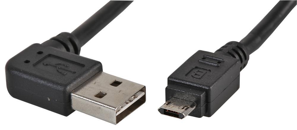 Reversible 90° USB 2.0 A Male to Reversible Micro USB 2.0 B Lead 2m