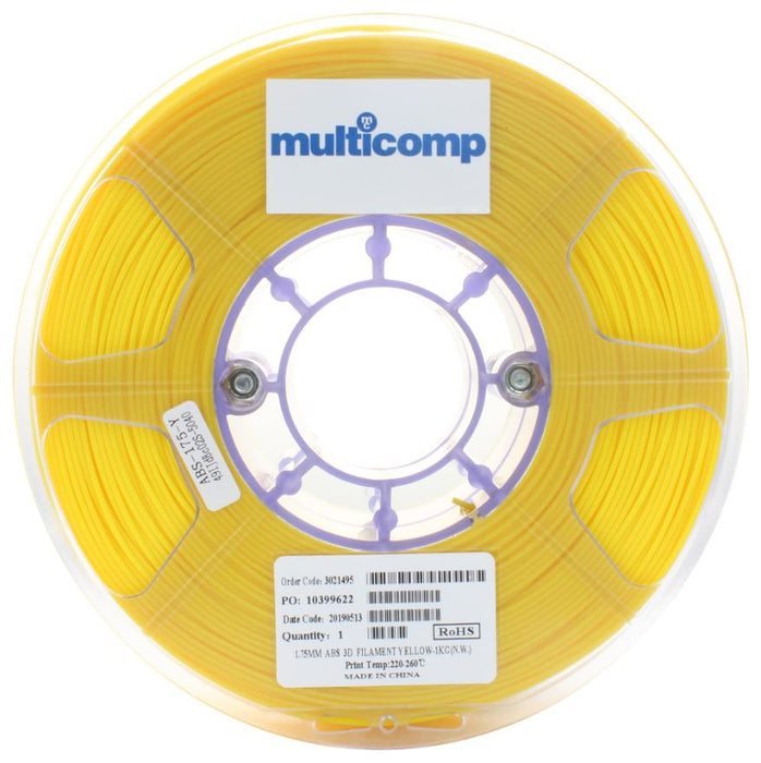 1.75mm Yellow ABS Filament for 3D Printer, 1kg