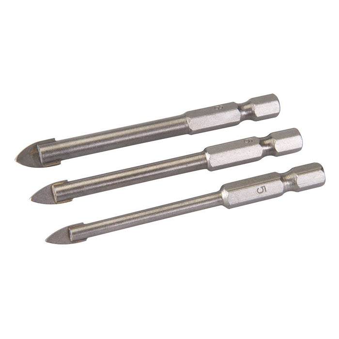 Hex Drive Tile & Glass Drill Bit 3pce Set - 5, 6 & 8mm