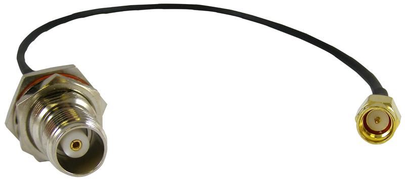 TNC Bulkhead Socket to SMA Plug Adaptor Lead - 200mm