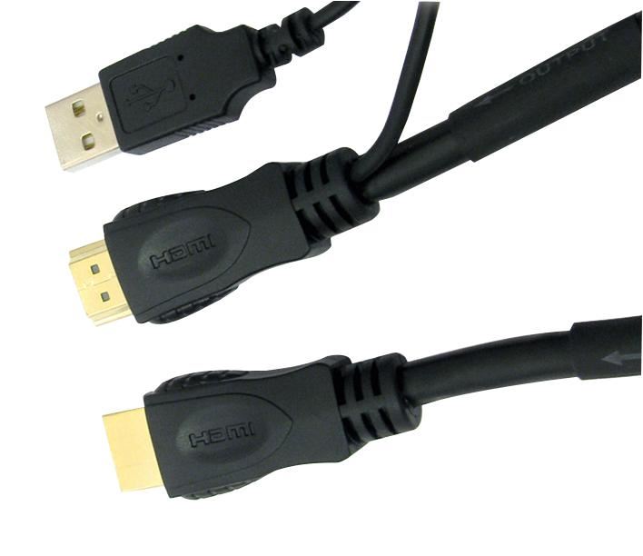 High Speed Active HDMI Lead, Male to Male with USB Power, Black