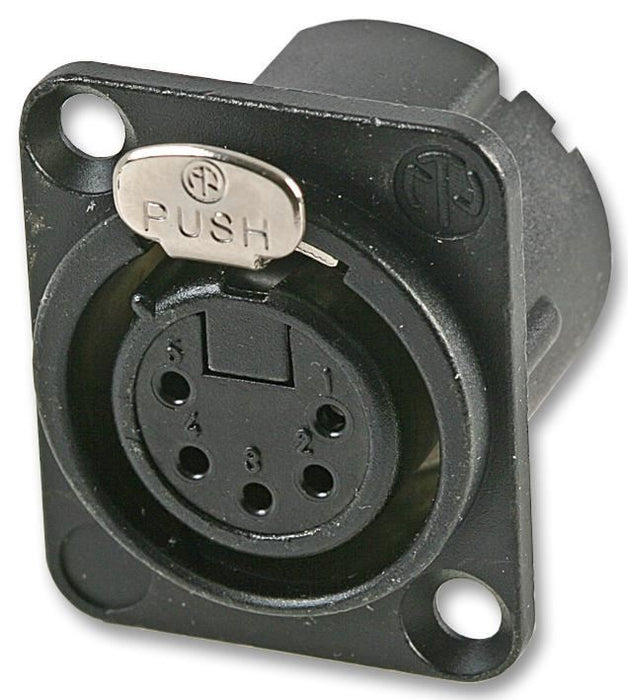 XLR Socket, 5 Pole, Chassis, Black