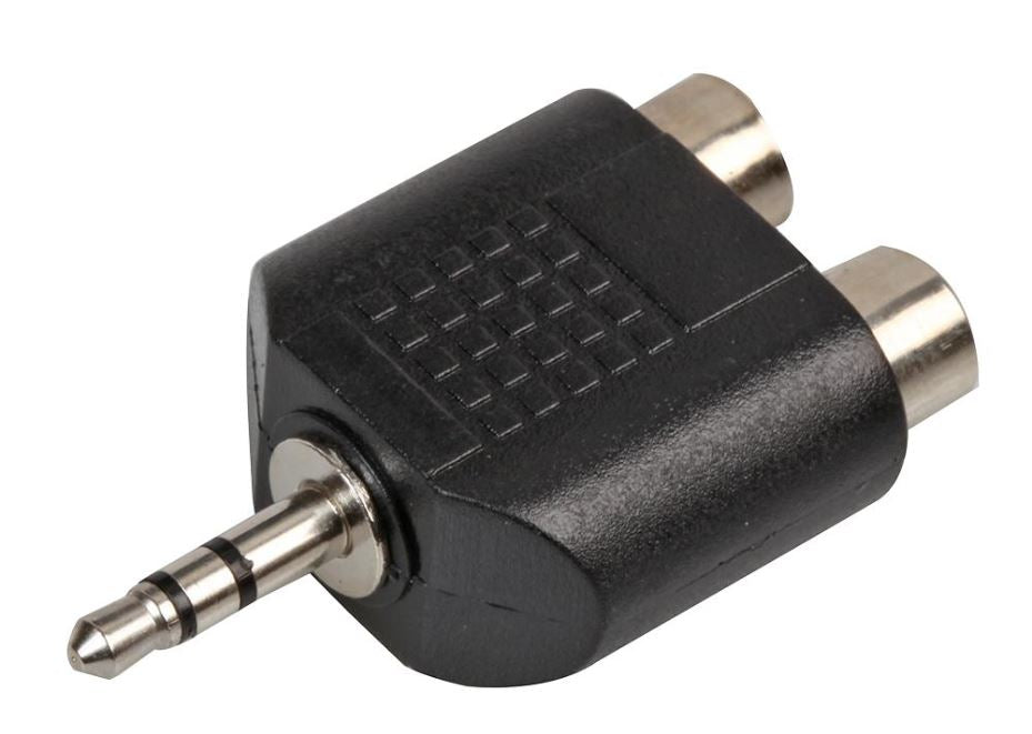 2 Phono to 3.5mm Stereo Jack Plug Adaptor, Splitter