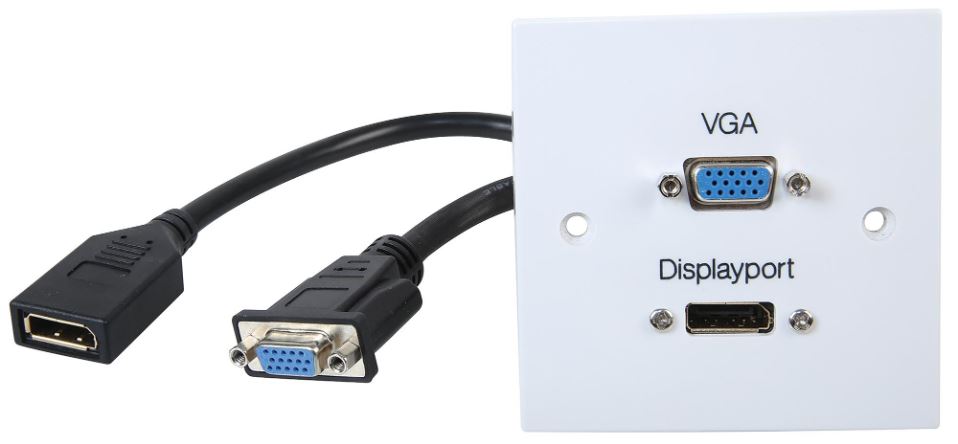 1 Gang Wallplate with VGA/Displayports Connectors