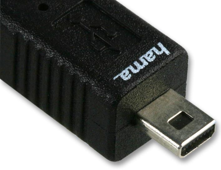 USB 2.0 A to Mini B (B8) Camera / MP3 Player Lead, 1.8m Black�