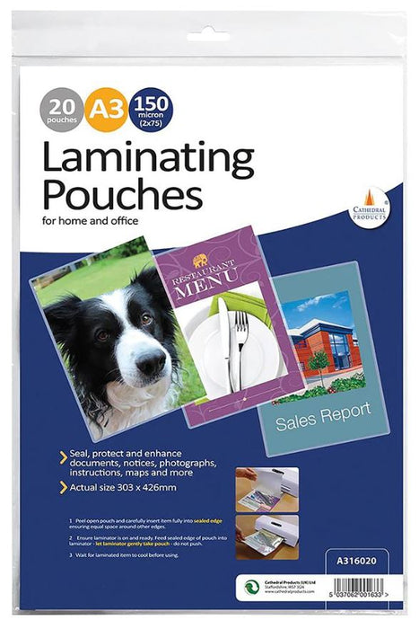 A3 150 Micron Laminating Pouches - Pack of 100