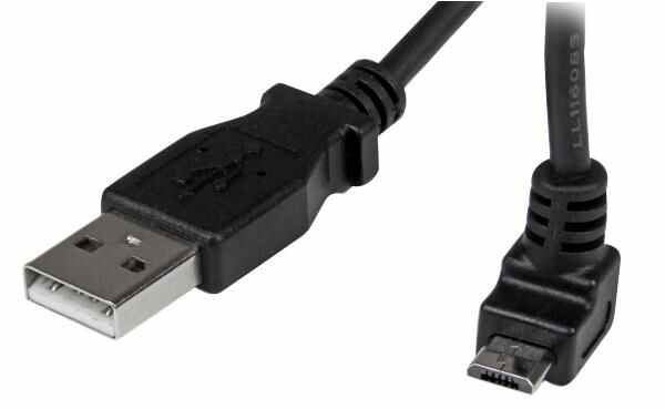 STARTECH - USB A Male to Up Angled Micro B Male Lead, 2m Black