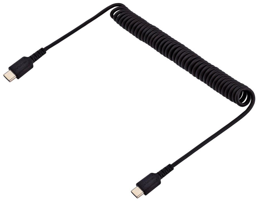 USB-C Plug to USB-C Plug Heavy Duty Coiled Charge & Sync Lead, 1m