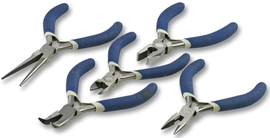 DURATOOL Mini Pliers Set Round Nose, Top Cutter, Flat Nose, Bent Nose, Side