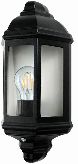 Wiltshire Outdoor Dusk to Dawn Wall Half Lantern, Black IP44