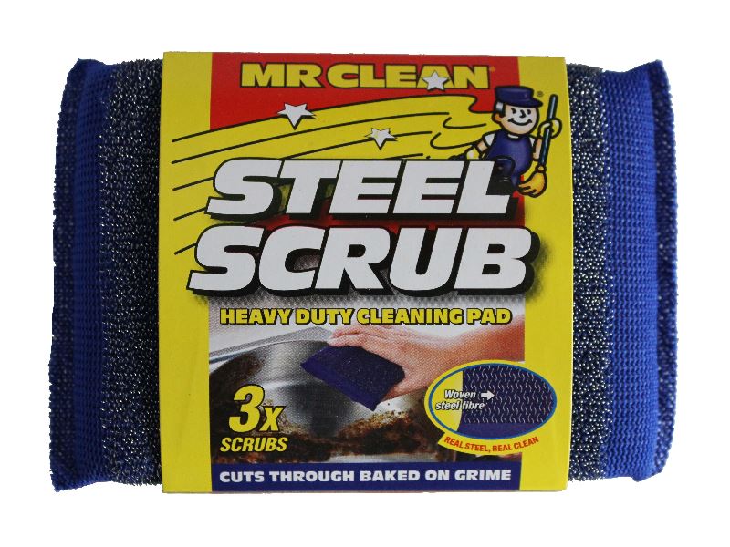 Steel Scrub - Heavy Duty Cleaning Scourer Pad (Pack of 12)