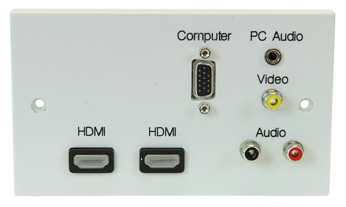 2 Gang Multimedia Wallplate with 2x HDMI Female Connectors VGA