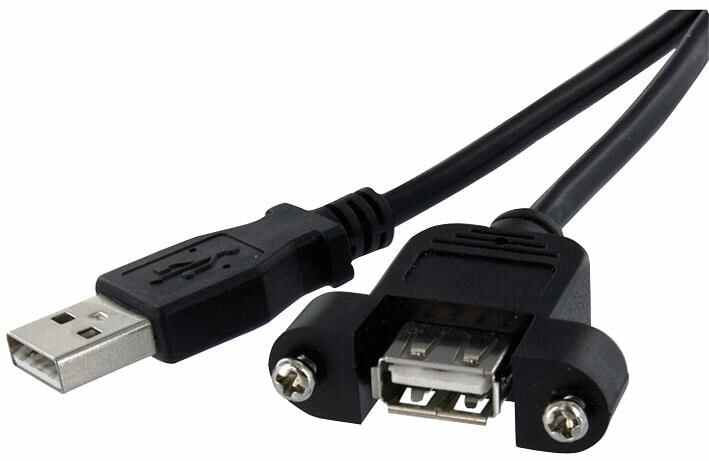 1m USB A Plug to USB A Chassis Mount Socket Lead