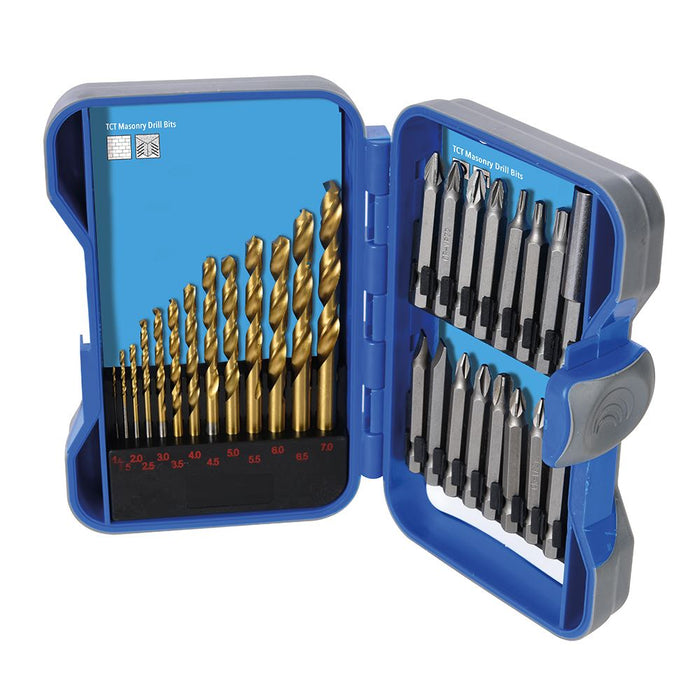 Titanium-Coated HSS Drill Bit & CRV Screwdriver Bit Set 29pce