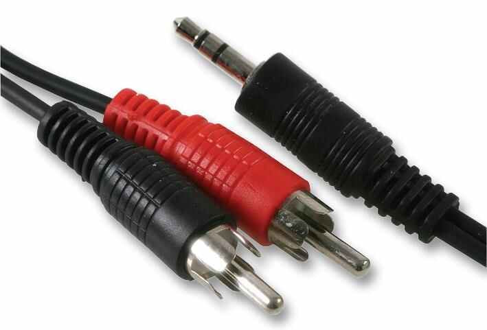 3.5mm Stereo Jack Plug to 2x Phono (RCA) Plugs Lead, 3m Black