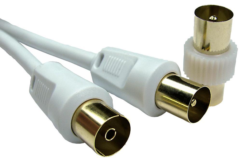 TV Aerial Coaxial Lead Male to Female, White