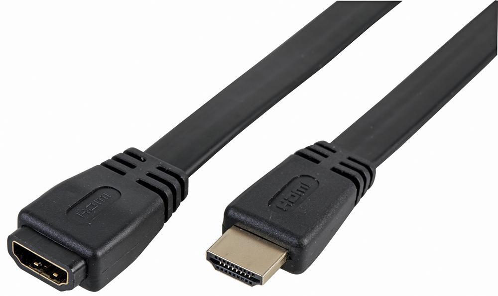 High Speed HDMI Lead Male to Female Extension Low Profile, Black