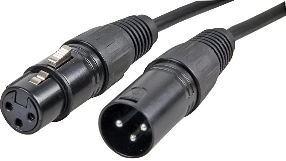3 Pin XLR Male to XLR Female Microphone Lead, 50m Black