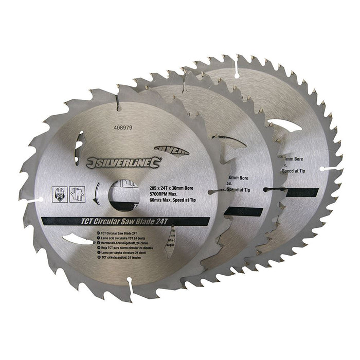 TCT Circular Saw Blades 24, 40, 48T 3pk