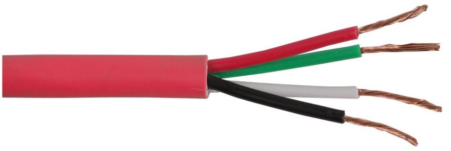 4-Core Unscreened Speaker Cable, 24/0.20mm, Red, 50m