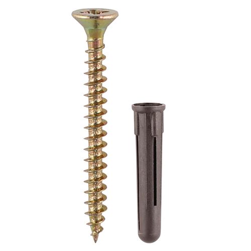 Screws & Brown Plastic Plugs