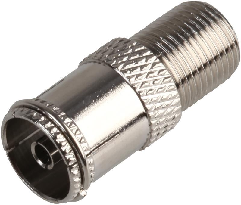 F Type Socket to TV Coaxial Socket, Nickel Plated Brass Body