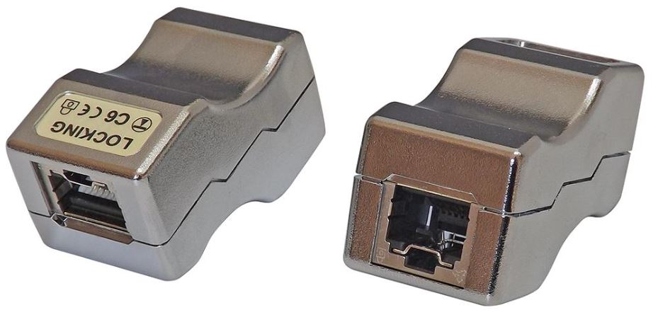 LOKJAC Cat6 Shielded Locking Inline Coupler, Silver