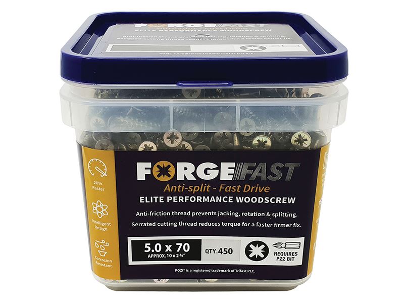 ForgeFast Pozi Compatible Wood Screws, Tub