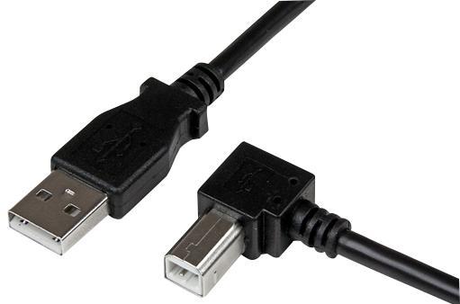 USB A Plug to Right Angled USB B Plug Lead