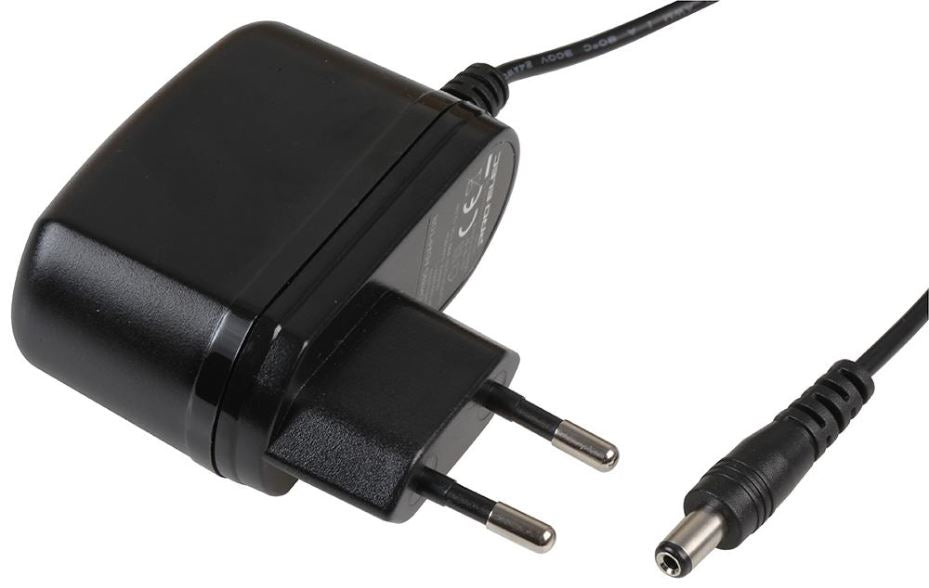 12V, 0.5A, 6W, Euro 2 Pin, Plug In Power Supply, 2.1mm Plug