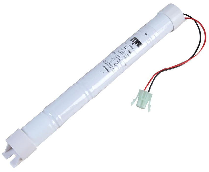 6V 4Ah Ni-Cd Emergency Lighting 5x D Battery Pack - White Double End Caps