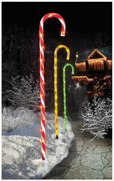 LED Candy Cane Christmas Pathway Lights Set of 4, Multicoloured