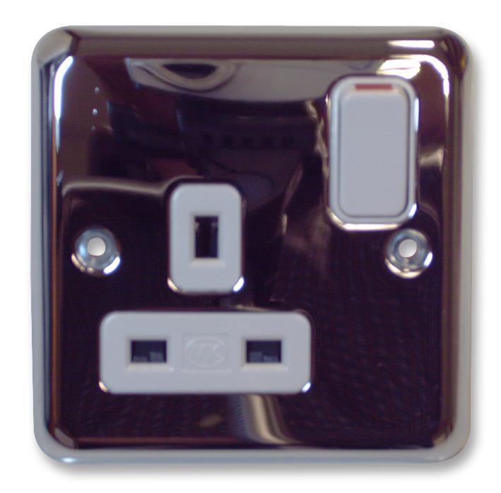 Chroma Plus 13A DP Switched Socket, Polished Chrome