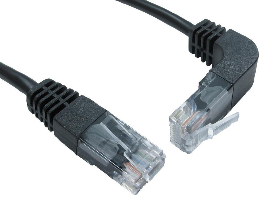 Cat5e Straight RJ45 to Right Angled Up RJ45 Ethernet Patch Lead