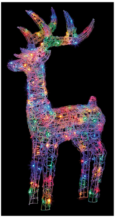 Premier - LED Multi Coloured Soft Acrylic Christmas Reindeer, 1.15m