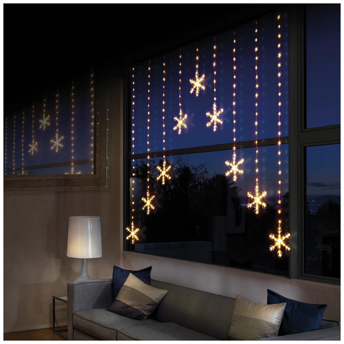 339 LED Snowflake Curtain Light, Warm White, 1.2x1.2m