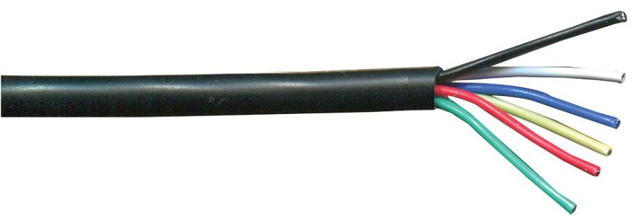 6 Core Alarm Cable, 0.22m², Black, 100m