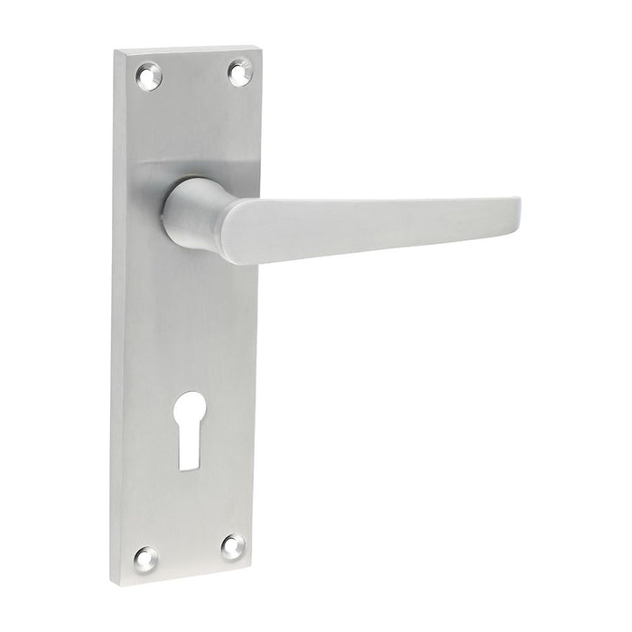 Victorian Straight Lock Handles - Satin Chrome (Size 152 x 43 - 2 Pieces)