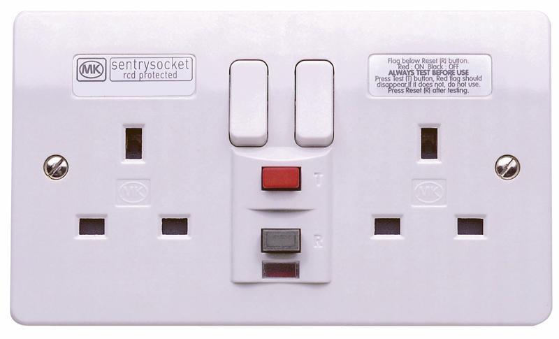 2 Gang 13A RCD Socket, 30mA Passive