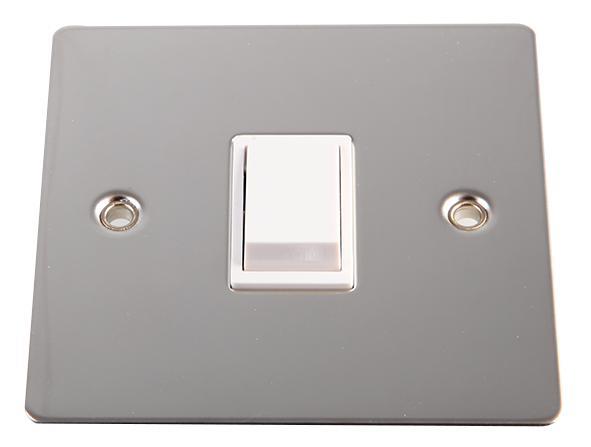 VOLEX 1 Gang 2 Way Light Switch Polished Stainless Steel/White Insert Flat Plate