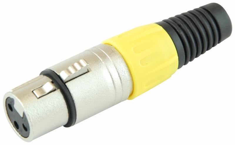 XLR Socket with Yellow Coloured Strain Relief