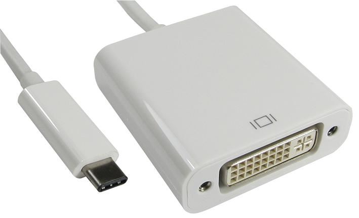 USB-C to DVI Adaptor White - Male to Female, 1080p Support