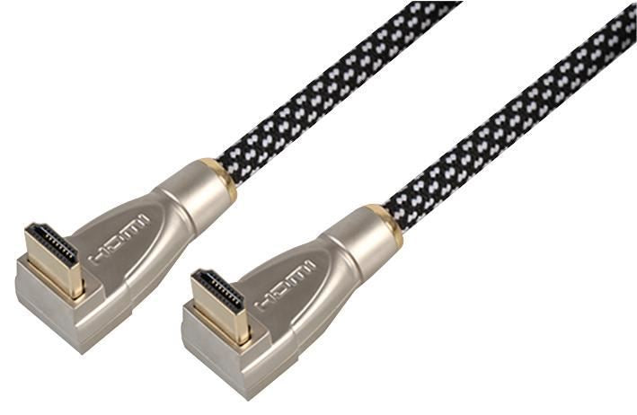 PRO SIGNAL HDMI Lead Male Right Angle to Male Right Angle, Nylon Jacket, 3m