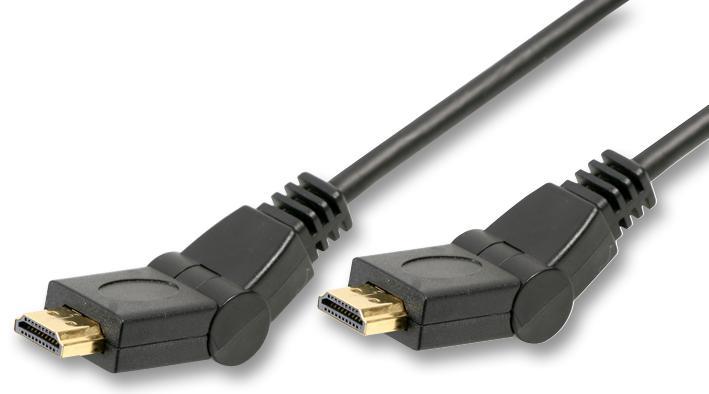 Rotating HDMI Male to Swivel HDMI Male Lead, 1.5m Black